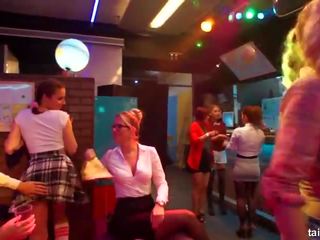 Lesbian clubbers gets fucked in public