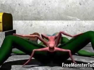 Verde 3d diosa consigue follada duro por un alien spider